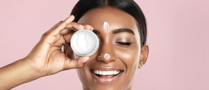 Woman with face cream