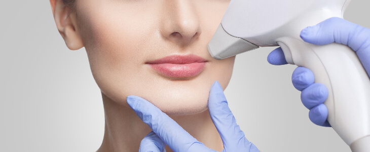 woman getting hair removed around her lips laser hair removal